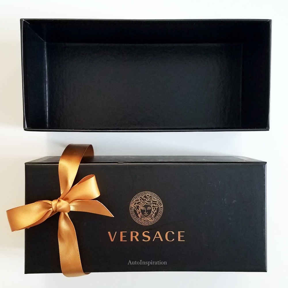 AUTHENTIC VERSACE Empty Sunglasses Black Gold GIFT BOX Ribbon